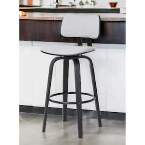 30 in. Light Gray Low Back Wood Bar Stool Fabric Seat