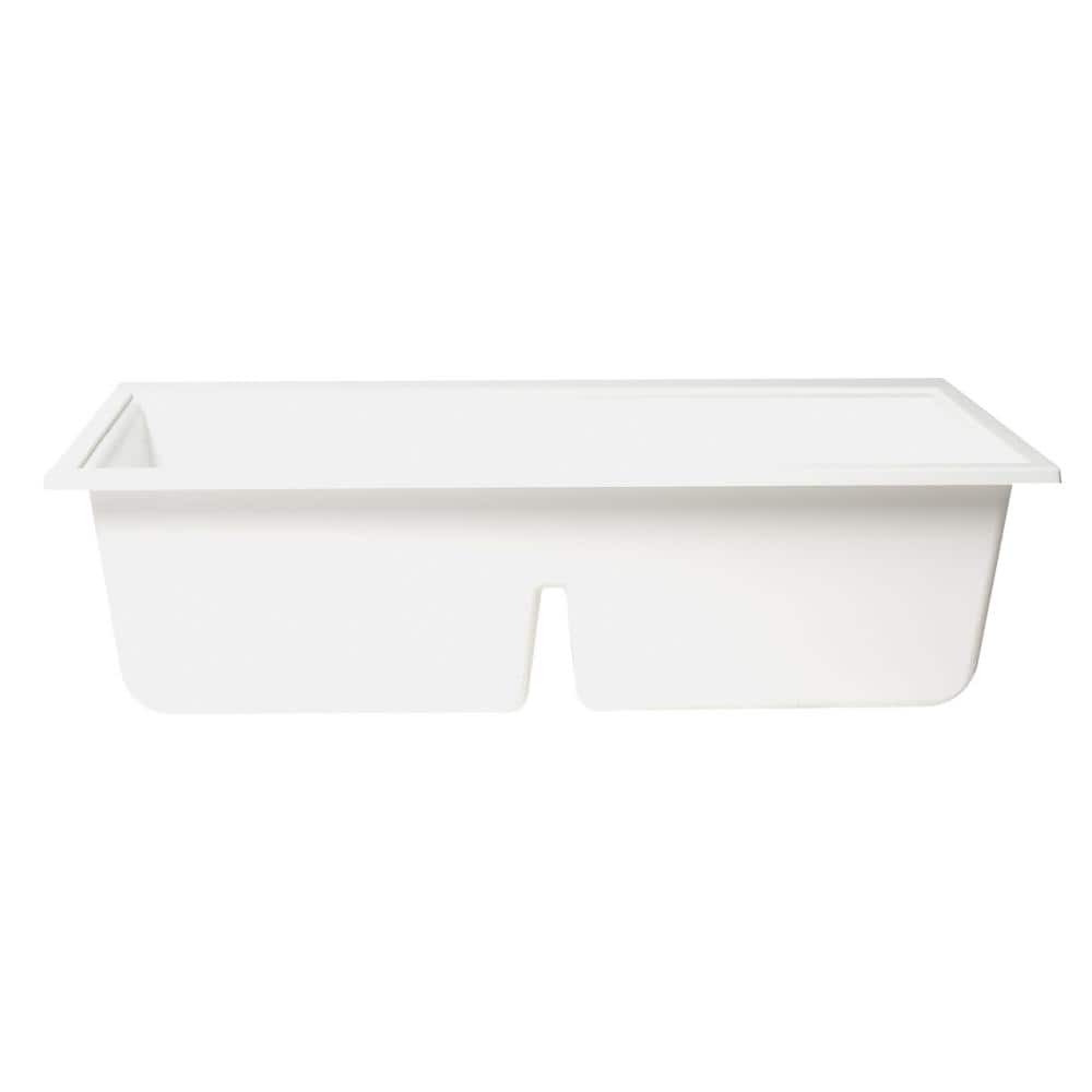 White Granite Composite Double Bowl Undermount Kitchen Sink