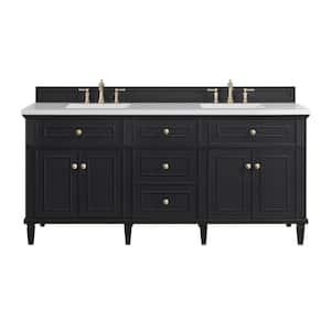 Lorelai 72.0 in. W. x 23.5 in. D x 34.06 in. H Double Bathroom Vanity in Black Onyx with White Zeus Quartz Top