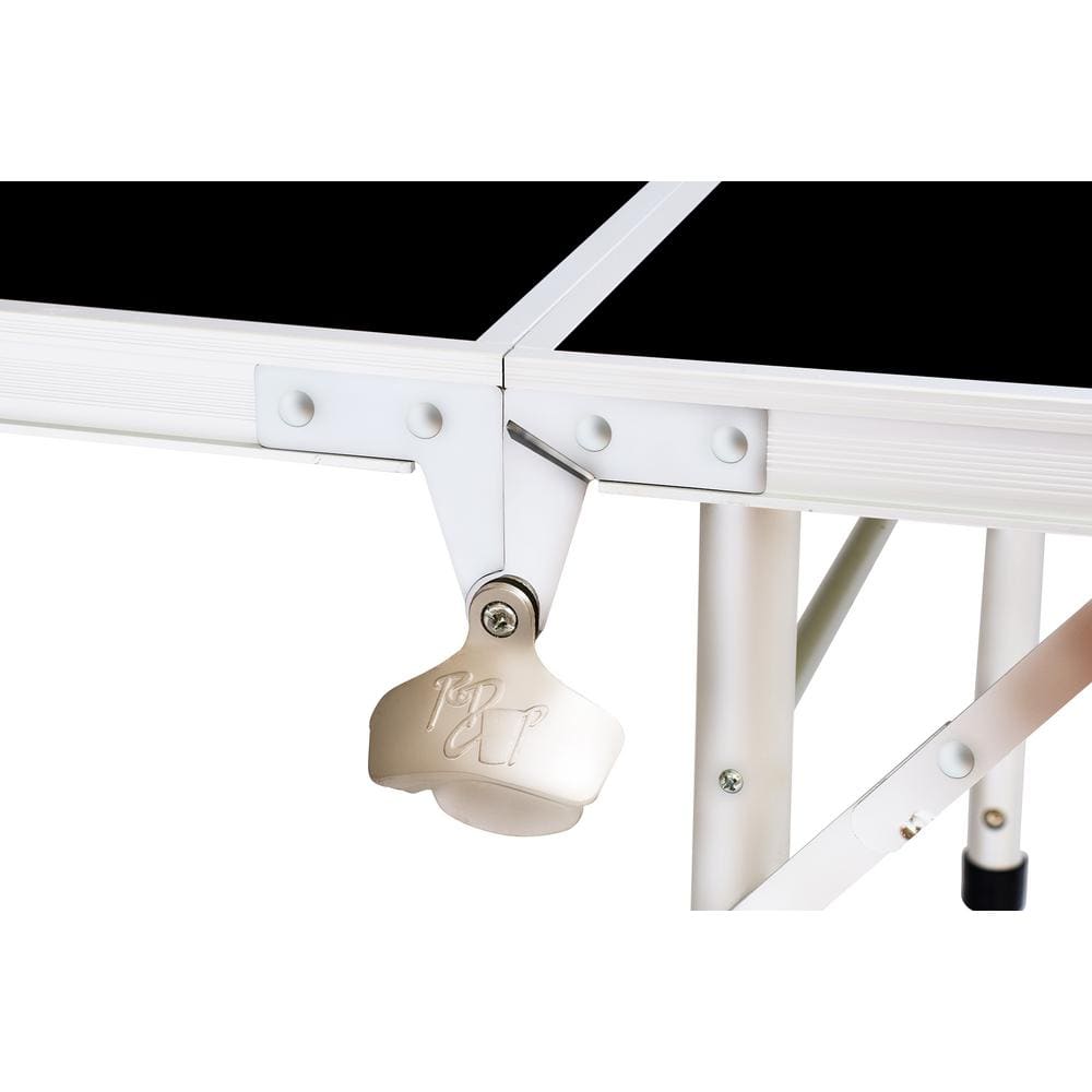 Black Stainless Steel Folding Beer Pong Table with Sports Logo