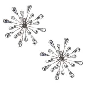 7 in. x 7 in. Metal and Acrylic Silver Starburst Wall Art (Set of 2)