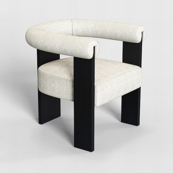 Warehouse of Tiffany Owena Ivory Modern Armchair with Padding Wood Frame