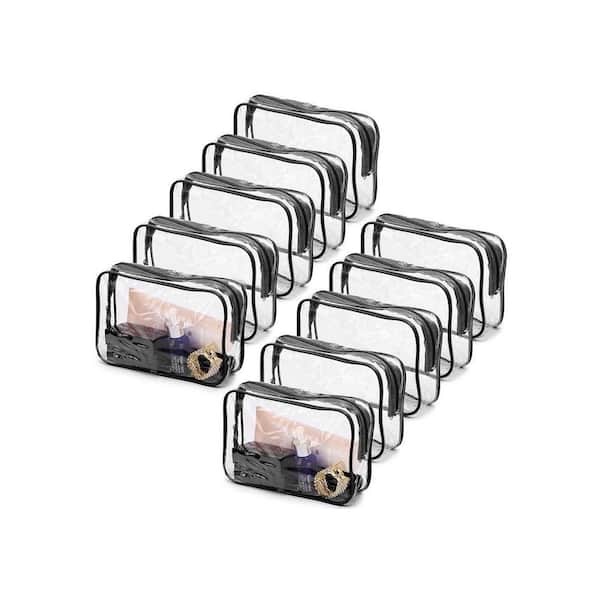 Black Clear PVC Travel Makeup Toiletry Bags, 10-Pack Small Cosmetic and Toiletry Organizers, 7.5"x4. 8"x2. 3"