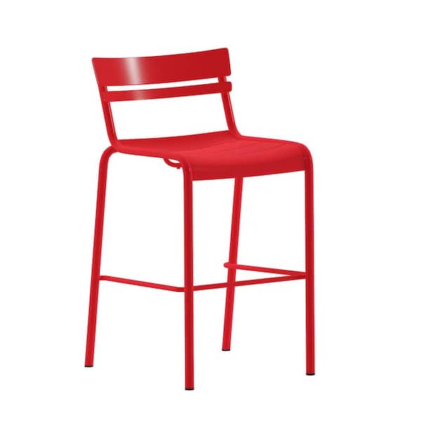 Carnegy Avenue 30.25 in Red Metal Outdoor Bar Stool