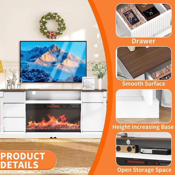 ToolCat 70 in. Freestanding Fireplace TV Stand with 36 in