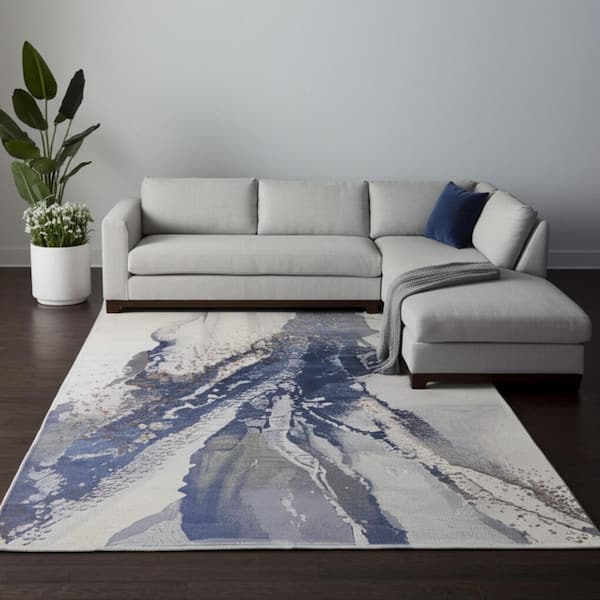 Gray 8 x 10 ft. Loomed Abstract Rectangle Indoor Area Rug