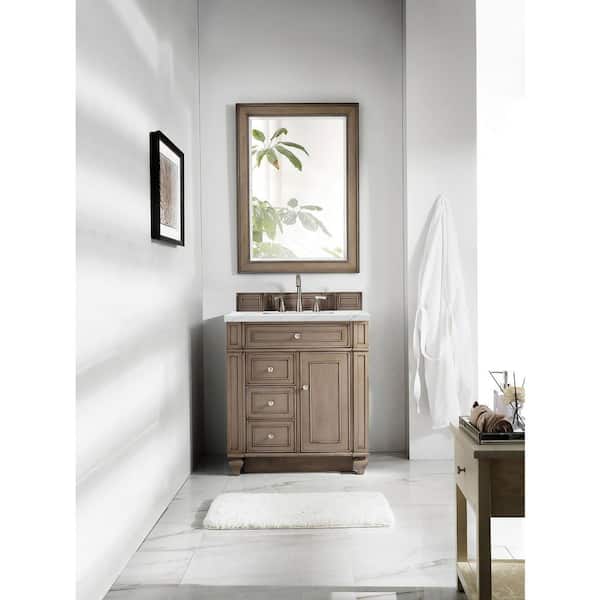 James Martin Vanities Bristol 30 in. W x 23.5 in. D x 34 in. H Bathroom Vanity in Whitewashed Walnut with Ethereal Noctis Quartz Top