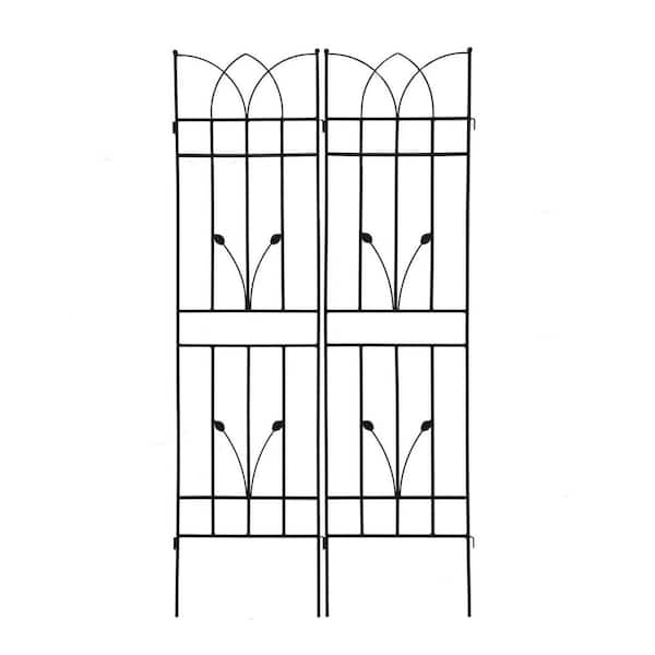 Tunearary 71 in. x 17.7 in. Metal Garden Trellis, Rustproof Trellis for Climbing Plants Outdoor Flower Support Black (2-Pack)