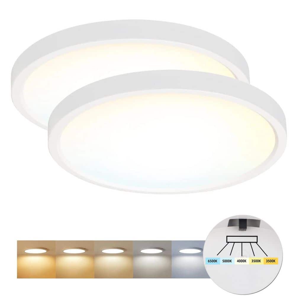 KOAOEIRS 12 in. Low Profile White Integrated LED Flush Mount Ceiling ...