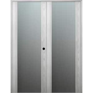 Vona 202 48 in. x 84 in. Left Hand Active Full Lite Frosted Glass Ribeira Ash Wood Composite Double Prehung French Door