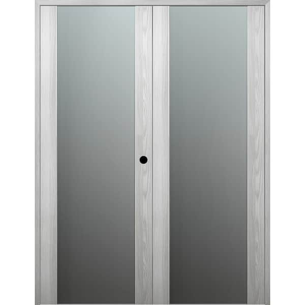 Belldinni Vona 202 48 in. x 96 in. Left Hand Active Full Lite Frosted Glass Ribeira Ash Wood Composite Double Prehung French Door