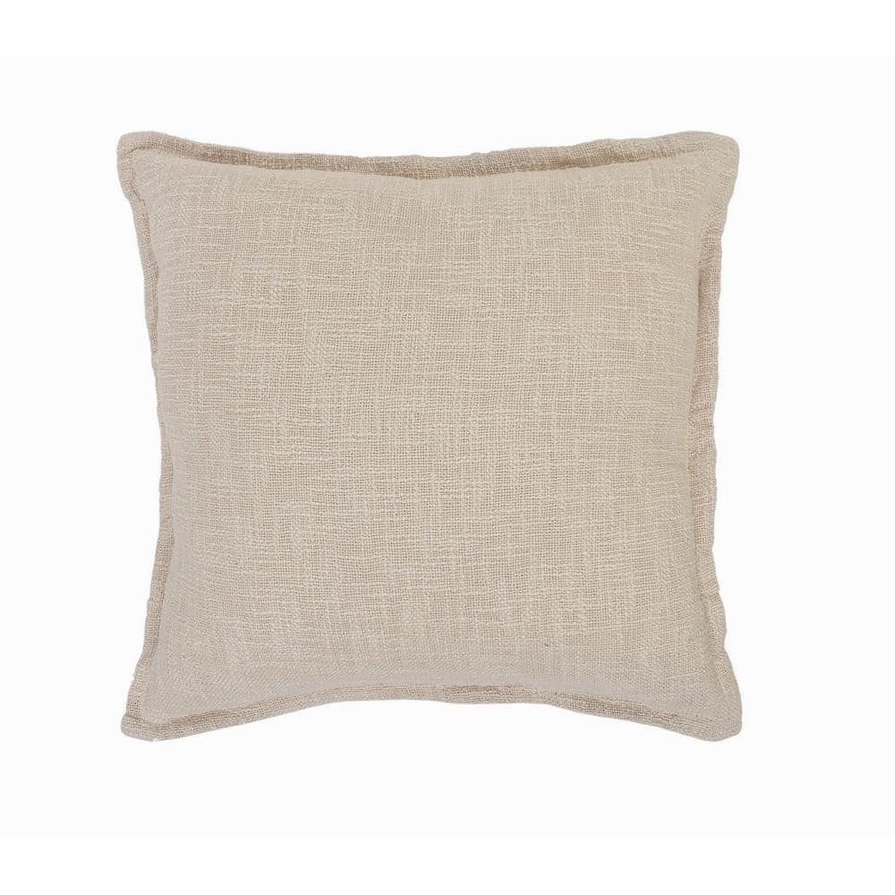 Ester Beige Birch Solid Soft Poly-Fill 20 in. x 20 in. Square Indoor  Throw