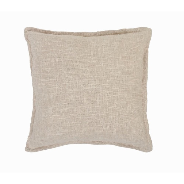 Unbranded Ester Beige Birch Solid Soft Poly-Fill 20 in. x 20 in. Square Indoor  Throw Pillow