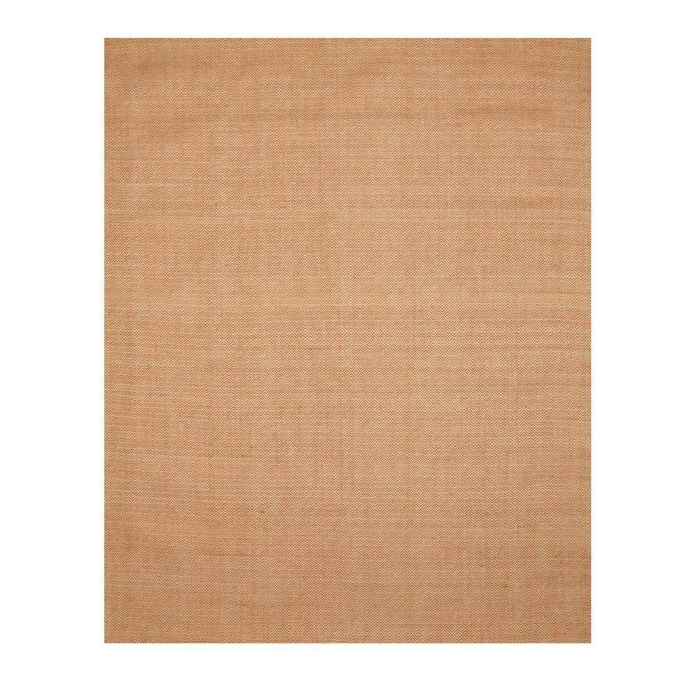 Ivory and Orange Hand-Tufted Wool Trellis Rug