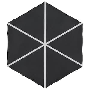 Palm Windmill Hex Black 6 in. x 7 in. Porcelain Floor and Wall Tile (2.97 sq. ft./Case)