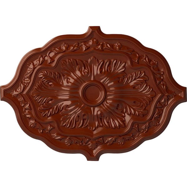 Ekena Millwork 36 in. W x 26 in. H x 1-1/2 in. Pesaro Urethane Ceiling Medallion, Firebrick