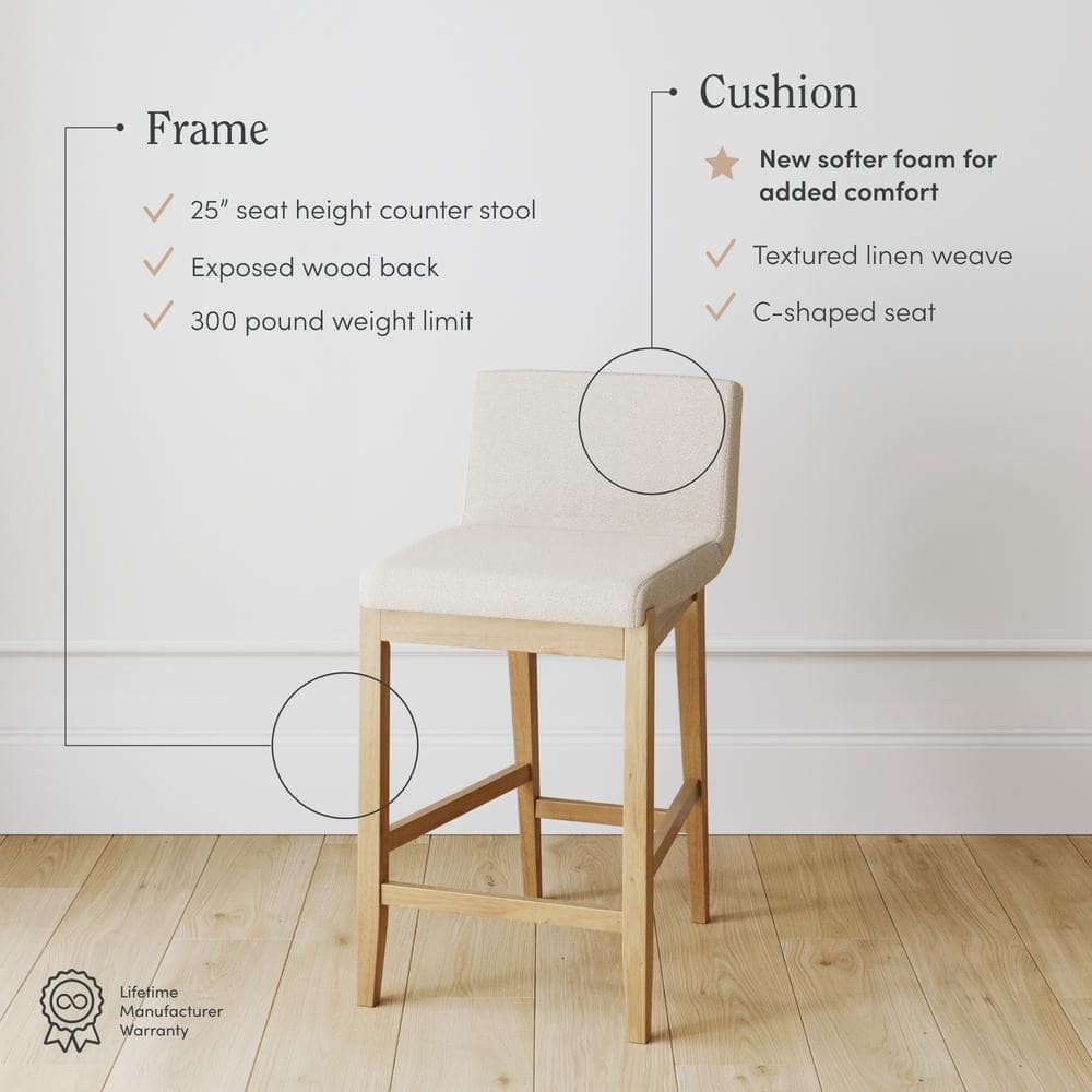 Gracie Light Brown and White Upholstered Counter Stools, Set of 2