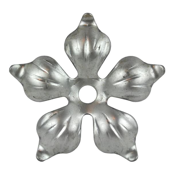 arteferro 3-9/16 in. Round Stamped Floral Design with Punched Center Hole Raw Forged Rosette