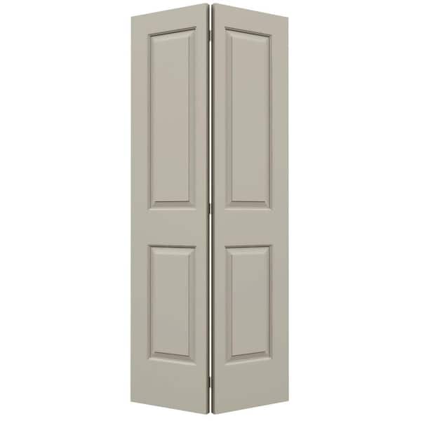 JELD-WEN 36 in. x 80 in. Carrara 2 Panel Hollow Core Desert Sand Painted Molded Composite Closet Bi-Fold Door