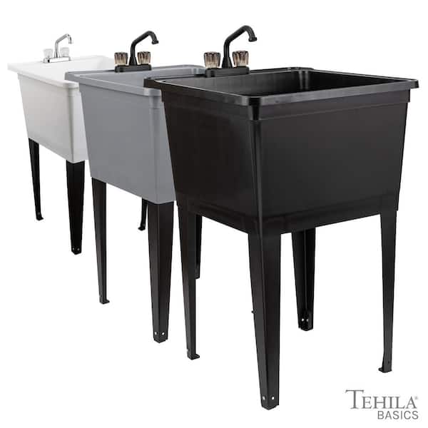 Tehila Standard Freestanding Blue Utility Sink with Black Finish