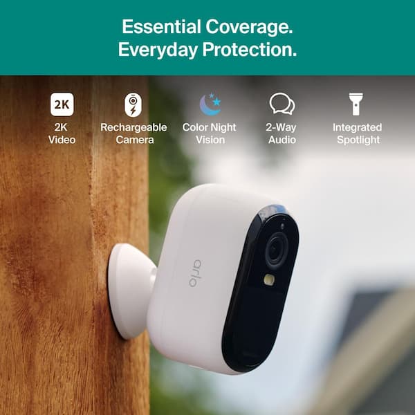 Arlo Essential Battery Operated Outdoor Security Camera 2K (3rd