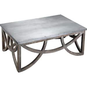 Aimee 47 in. Rectangle Metal and Wood Coffee Table - White-Wash Finish
