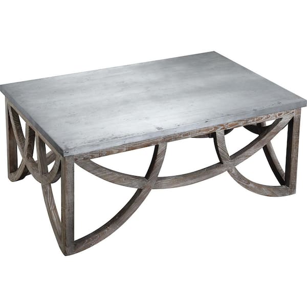 Boraam Aimee 47 in. Rectangle Metal and Wood Coffee Table - White-Wash Finish