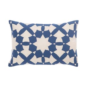 Casino Blue Ivory 16 in. x 24 in. Polyester Fill Throw Pillow