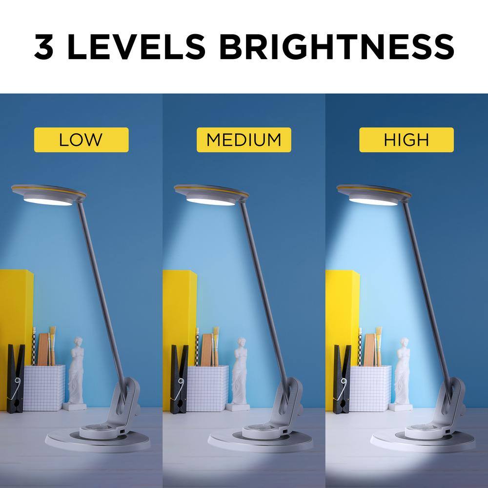Dixon Silver Adjustable LED Task Lamp with USB Charging