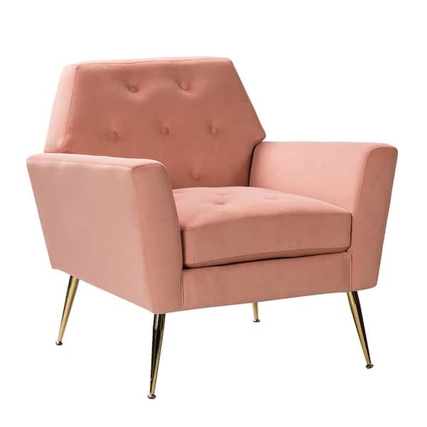 JAYDEN CREATION Ernesto Pink Upholstered Armchair with Tufted Back