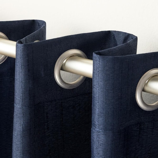 Loha Peacoat Blue Solid Light Filtering Grommet Top Curtain, 54 in. W x 84 in. L (Set of 2)
