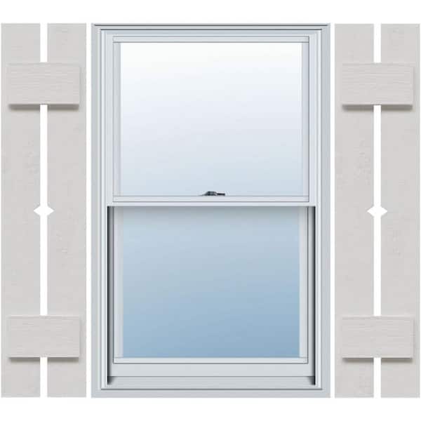 Ekena Millwork 11-1/4 in. x 52 in. Polyurethane Rustic 2-Board Spaced Board and Batten Shutters Faux Wood with Diamond Pair