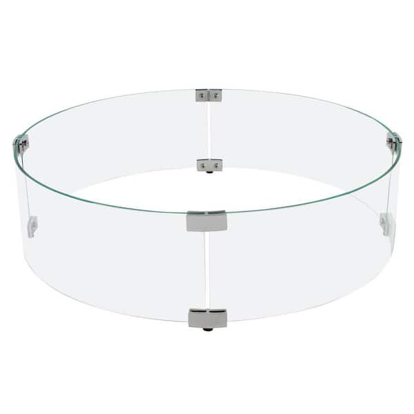 Celestial Fire Glass 23 in. Round Tempered Glass Fire Pit Wind Guard ...