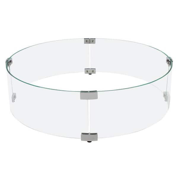 Celestial Fire Glass 23 in. Round Tempered Glass Fire Pit Wind Guard for 19 in. Round Drop-In Fire Pit Burner Pan