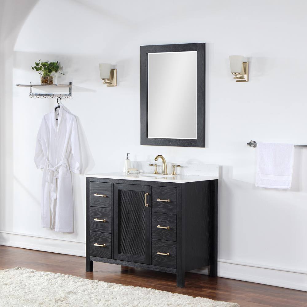 Hadiya 42" Black Oak Vanity with Composite Stone Countertop