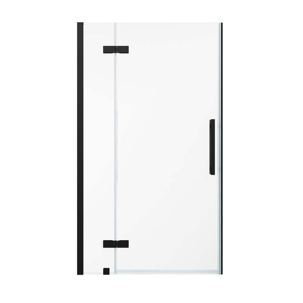 Tampa Black Frameless Hinge Shower Door with Tempered Glass