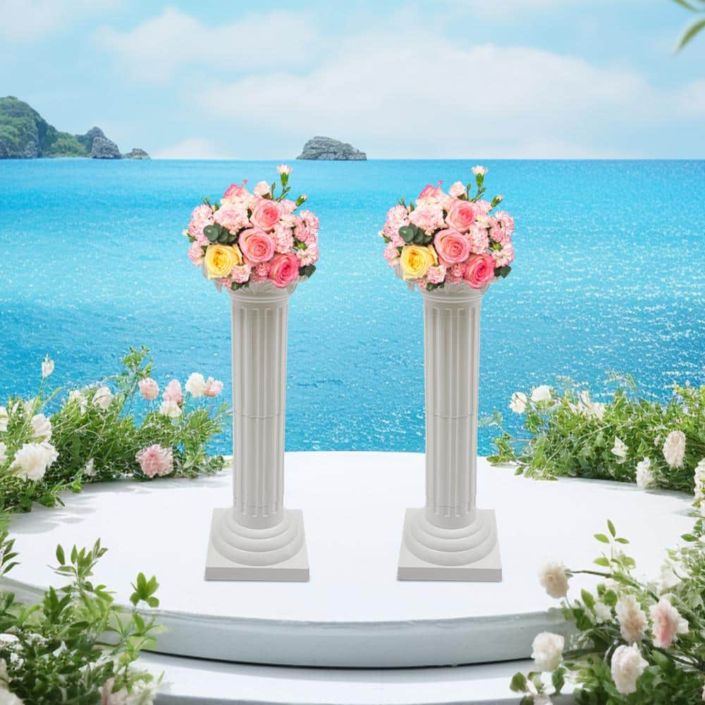 Tall White Plastic Roman Pillar Set for Wedding Decor
