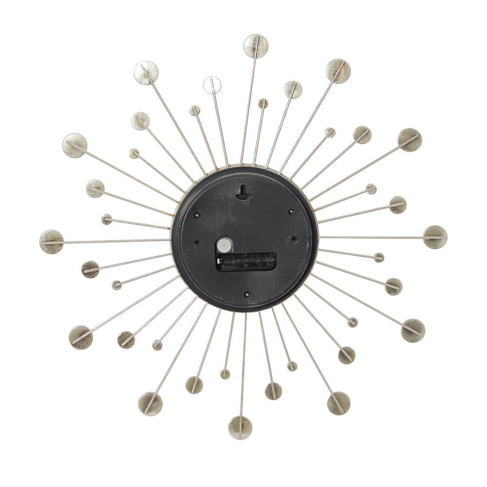 Gold Metal Starburst Wall Clock with Crystal Accents, 15"
