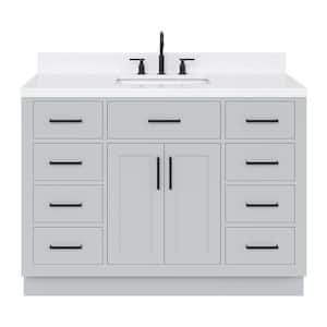 Hepburn 48 in. W x 22 in. D x 36 in. H Single Sink Freestanding Bath Vanity in Grey with Carrara Quartz Top