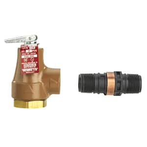 374A 3/4 in. Forged Brass Iron Boiler Pressure Relief Valve, 30 psi, Discharge line Flood Sensor Included