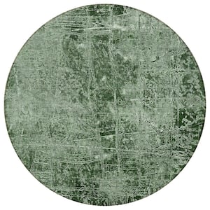 Chantille ACN559 Emerald 8 ft. x 8 ft. Round Machine Washable Indoor/Outdoor Geometric Area Rug