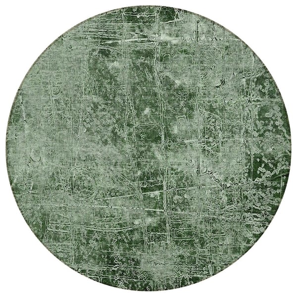 Addison Rugs Chantille ACN559 Emerald 8 ft. x 8 ft. Round Machine Washable Indoor/Outdoor Geometric Area Rug