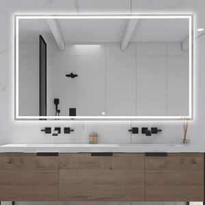 60 in. W x 35 in. H Large Rectangular Frameless Wall-Mount Anti-Fog Bathroom Vanity Mirror