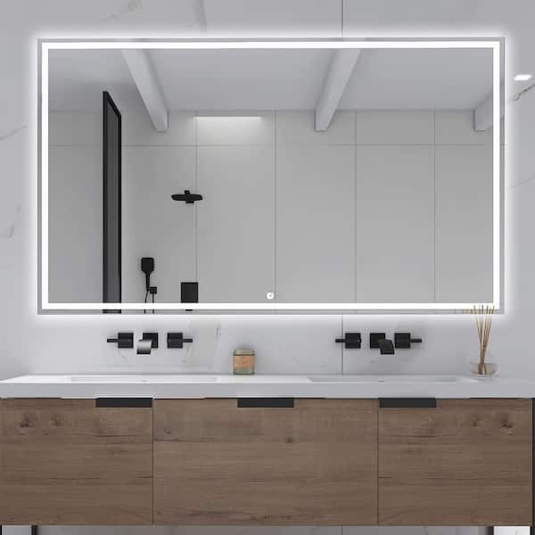 Unbranded 60 in. W x 35 in. H Large Rectangular Frameless Wall-Mount Anti-Fog Bathroom Vanity Mirror