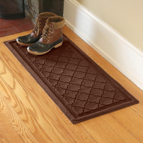 Waterhog Cordova 15 in. x 36 in. PET Polyester Indoor Outdoor Boot Tray Dark Brown