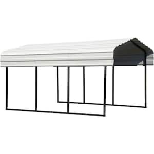 10 ft. W x 15 ft. D x 7 ft. H Eggshell Galvanized Steel Carport, Car Canopy and Shelter
