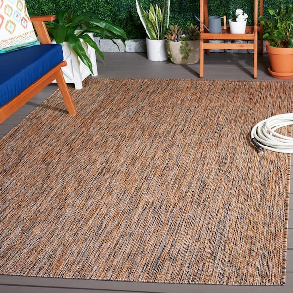 Courtyard Dark Gray/Rust 9 ft. x 12 ft. Dotted Diamond Indoor/Outdoor Area Rug
