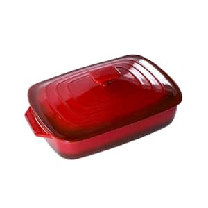 13 in. Large Ceramic Casserole Dish with Lid, 4 qt. Covered Rectangular Stoneware Baking Dishes for Oven