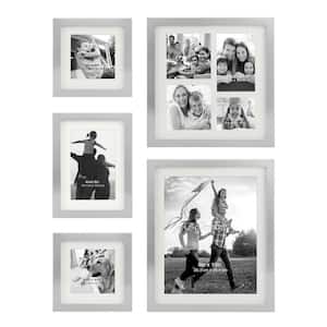 Decorative Stamped Silver Picture Frame Set, (Set of 5)