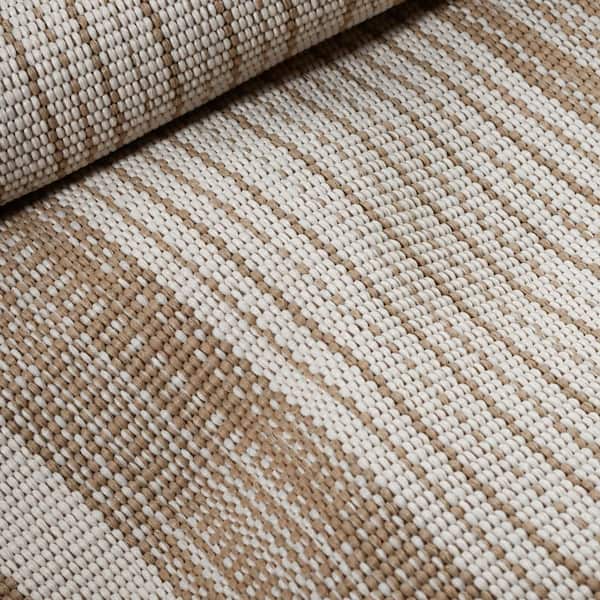 Quincy Stripe Handwoven Khaki 5 ft. x 8 ft. Outdoor Area Rug